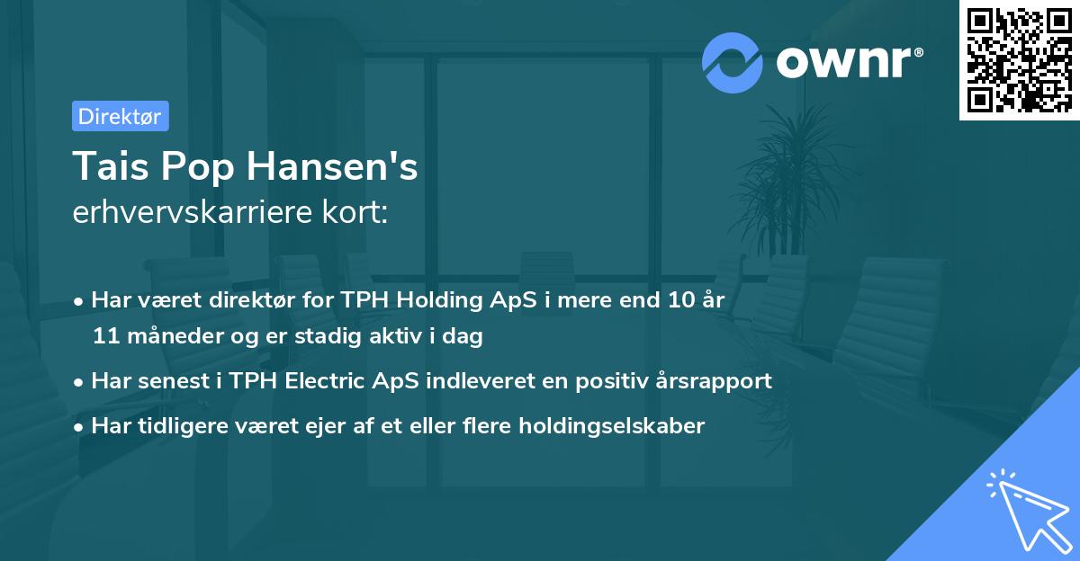 Tais Pop Hansen's erhvervskarriere kort