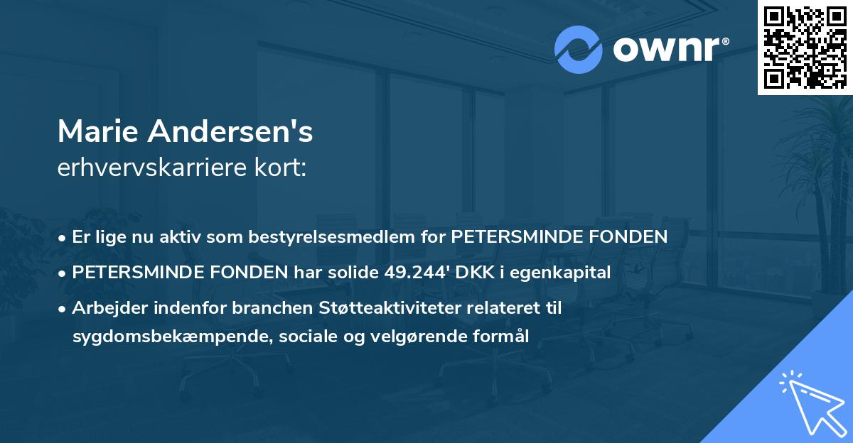Marie Andersen's erhvervskarriere kort