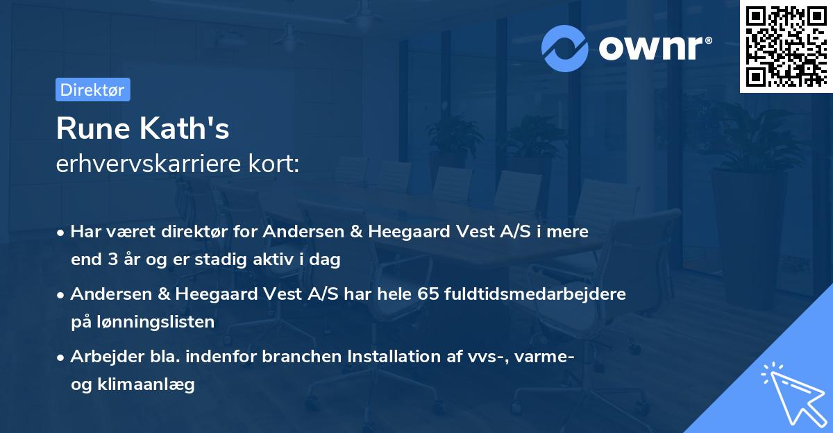 Rune Kath's erhvervskarriere kort