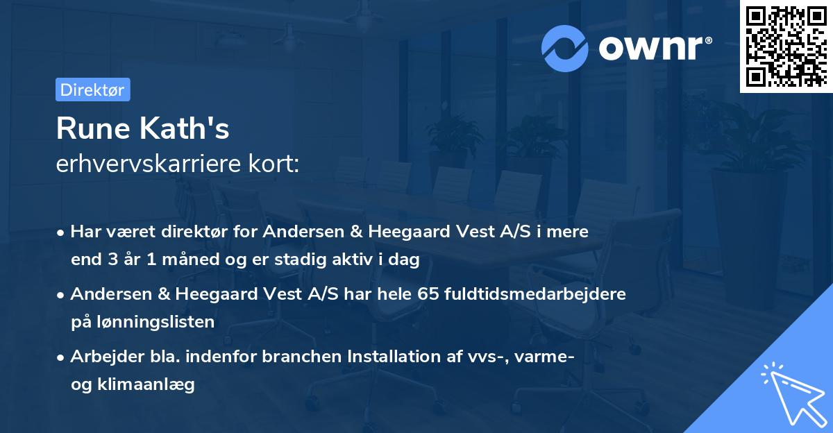 Rune Kath's erhvervskarriere kort