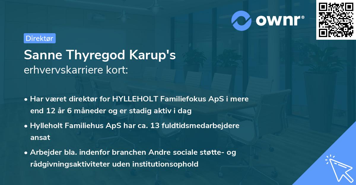 Sanne Thyregod Karup's erhvervskarriere kort