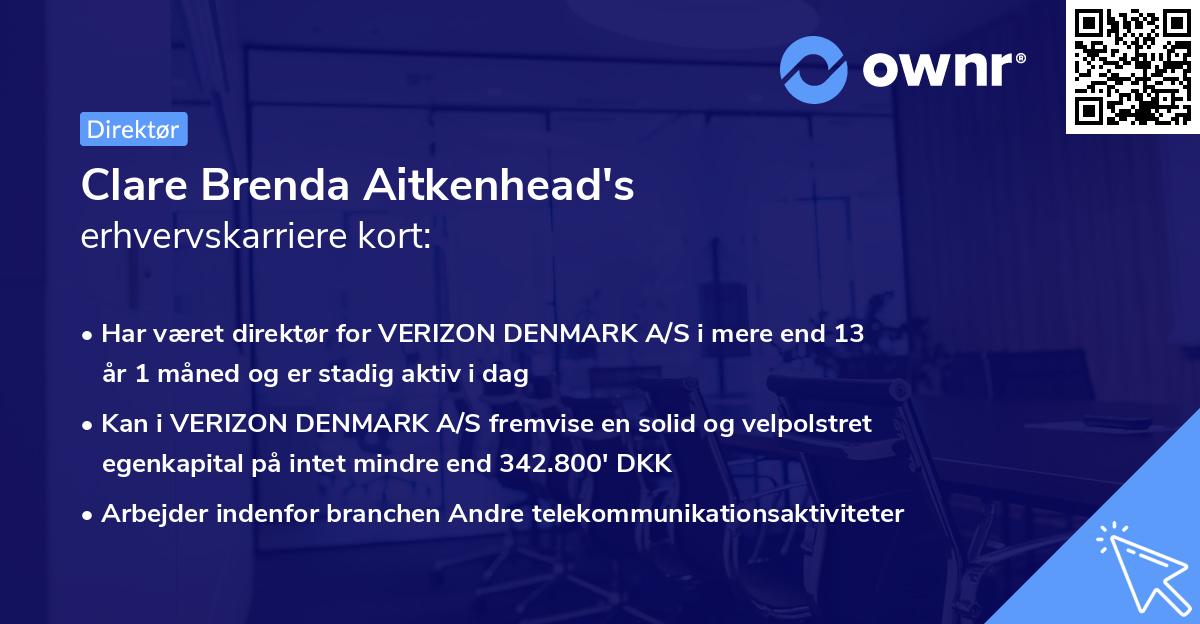 Clare Brenda Aitkenhead's erhvervskarriere kort