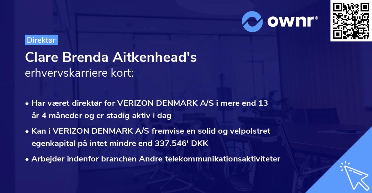 Clare Brenda Aitkenhead's erhvervskarriere kort