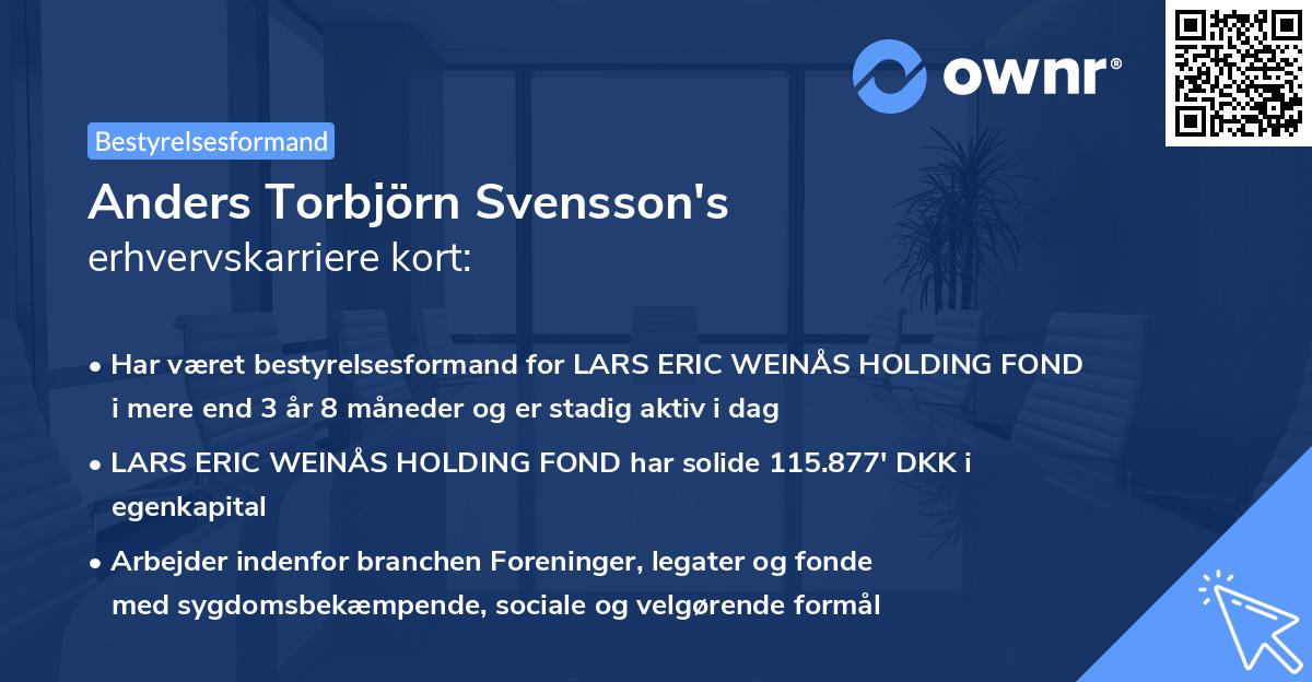 Anders Torbjörn Svensson's erhvervskarriere kort