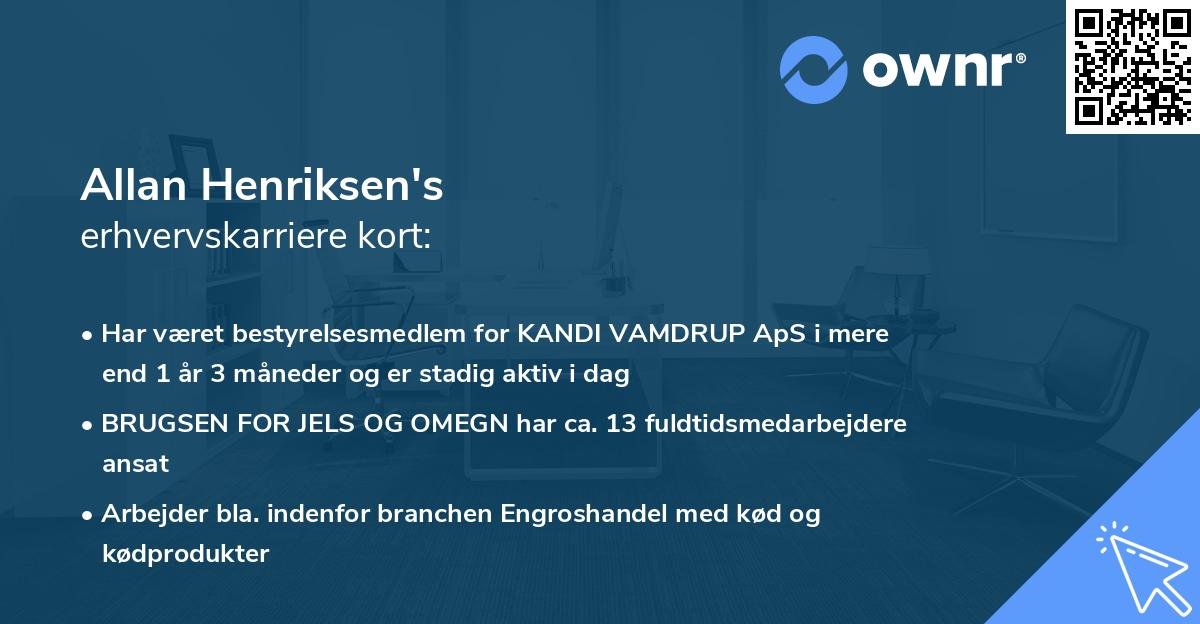 Allan Henriksen's erhvervskarriere kort