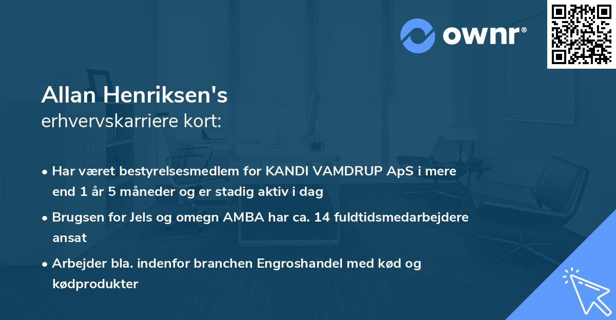 Allan Henriksen's erhvervskarriere kort