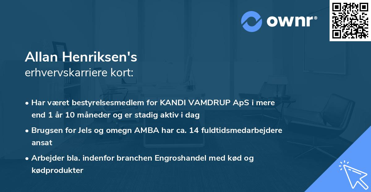 Allan Henriksen's erhvervskarriere kort