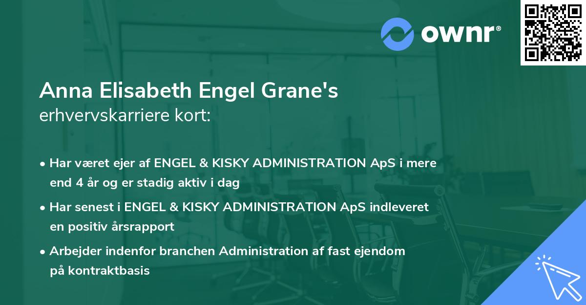 Anna Elisabeth Engel Grane's erhvervskarriere kort