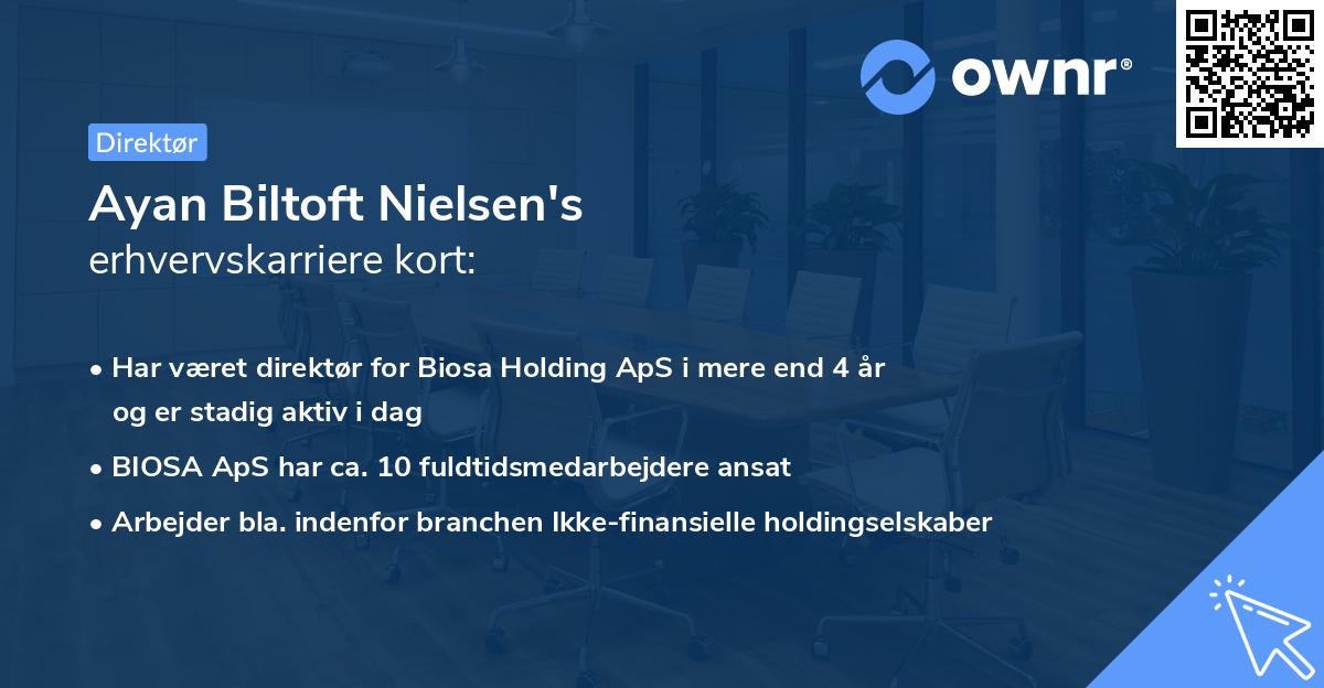 Ayan Biltoft Nielsen's erhvervskarriere kort