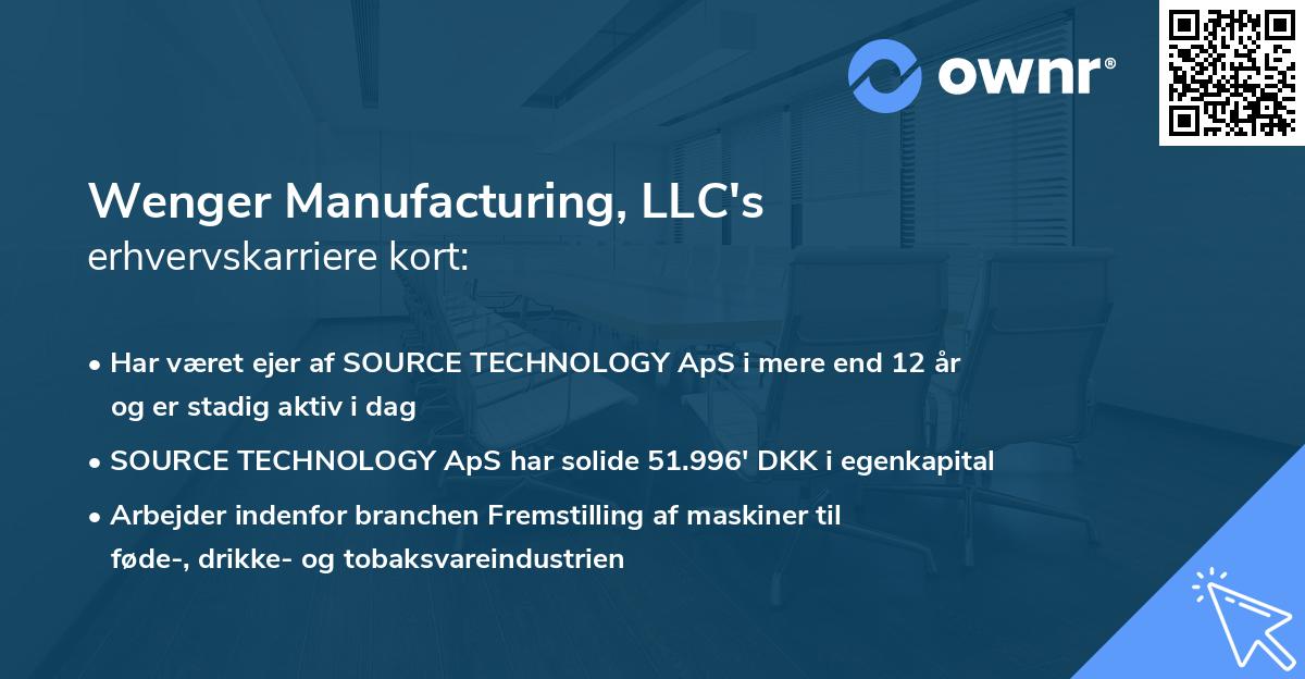 Wenger Manufacturing, LLC's erhvervskarriere kort