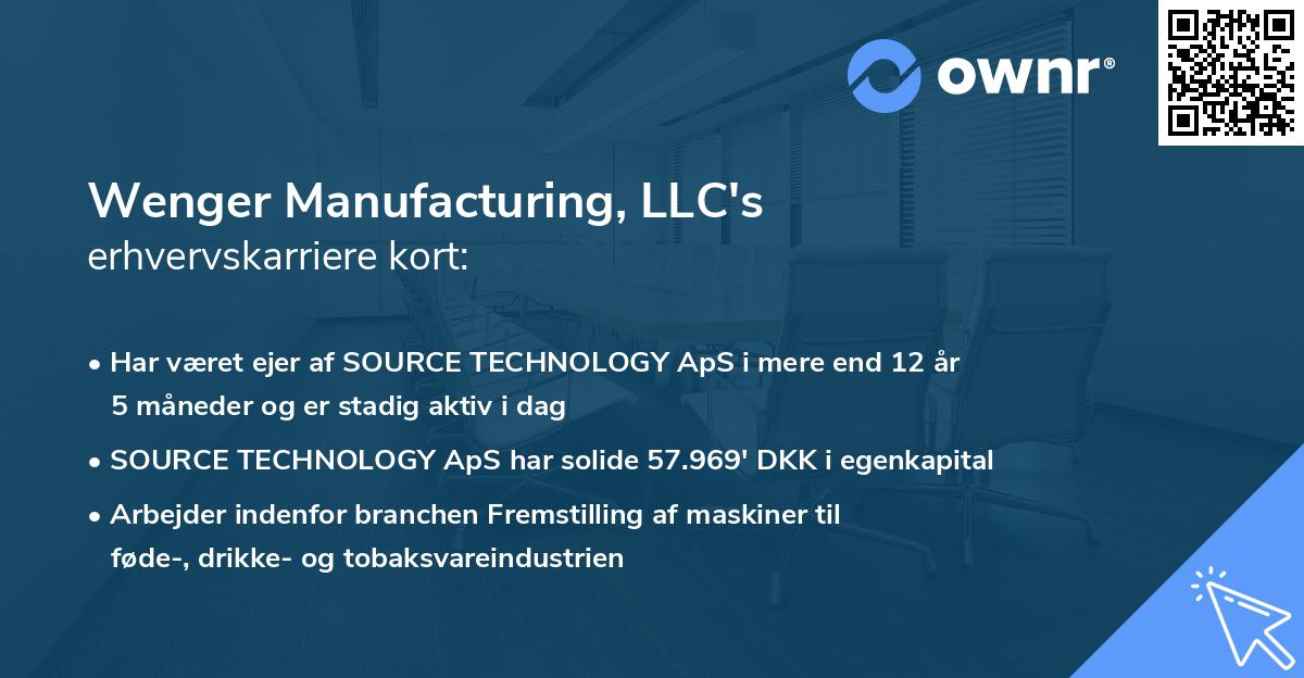 Wenger Manufacturing, LLC's erhvervskarriere kort