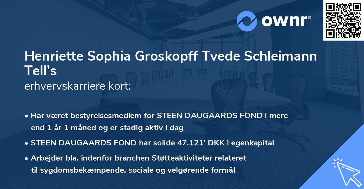 Henriette Sophia Groskopff Tvede Schleimann Tell's erhvervskarriere kort