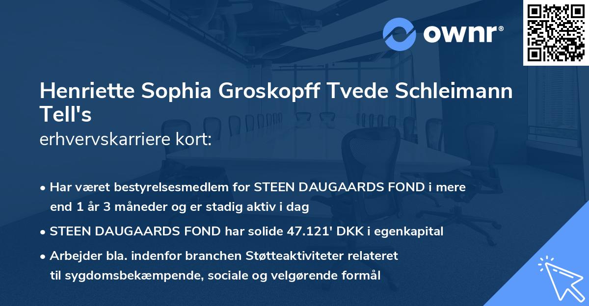 Henriette Sophia Groskopff Tvede Schleimann Tell's erhvervskarriere kort