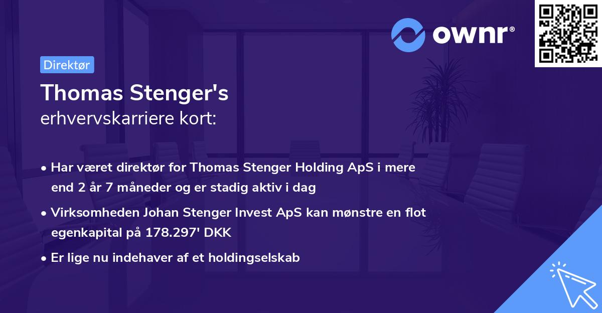 Thomas Stenger's erhvervskarriere kort