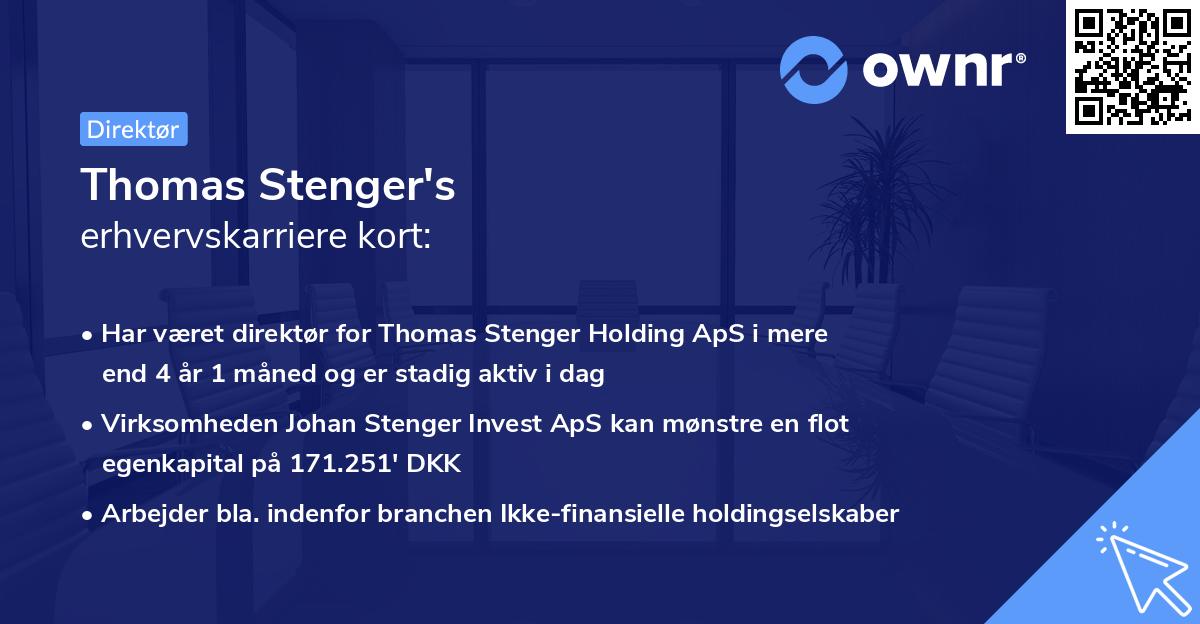 Thomas Stenger's erhvervskarriere kort