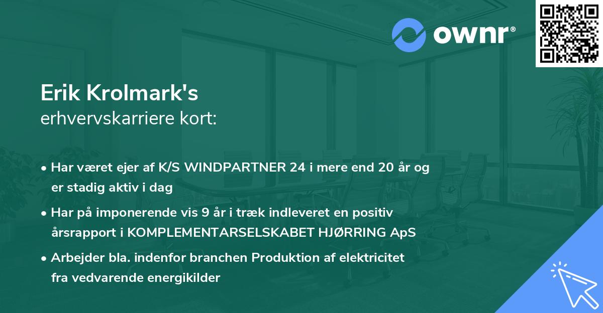 Erik Krolmark's erhvervskarriere kort