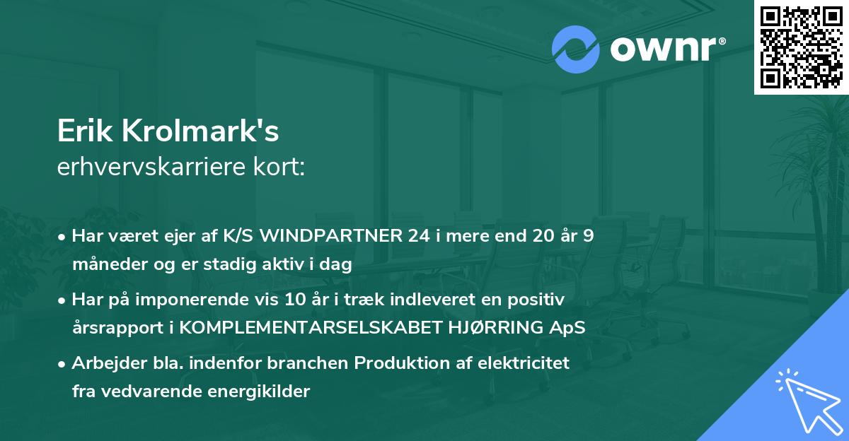 Erik Krolmark's erhvervskarriere kort