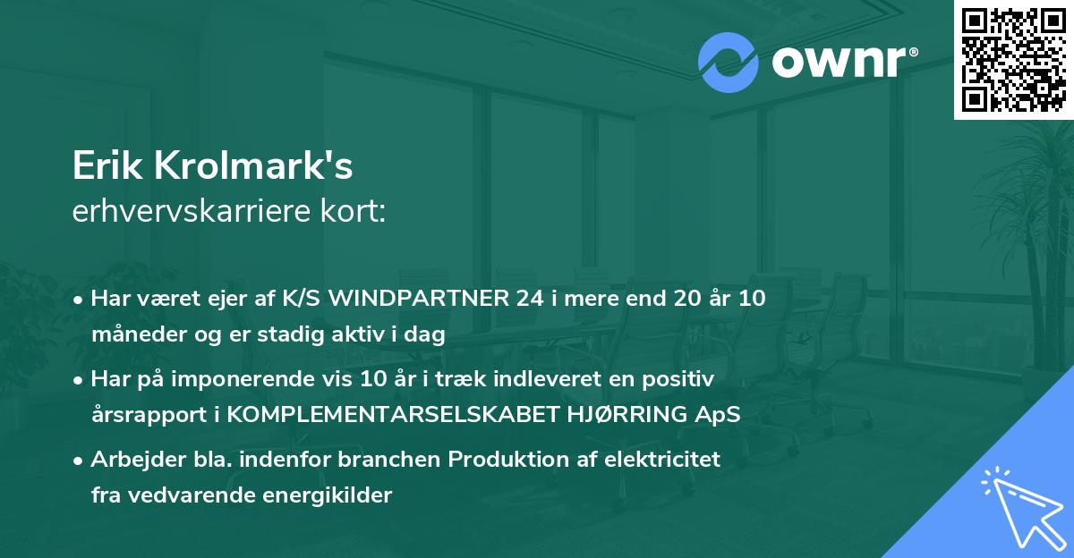 Erik Krolmark's erhvervskarriere kort