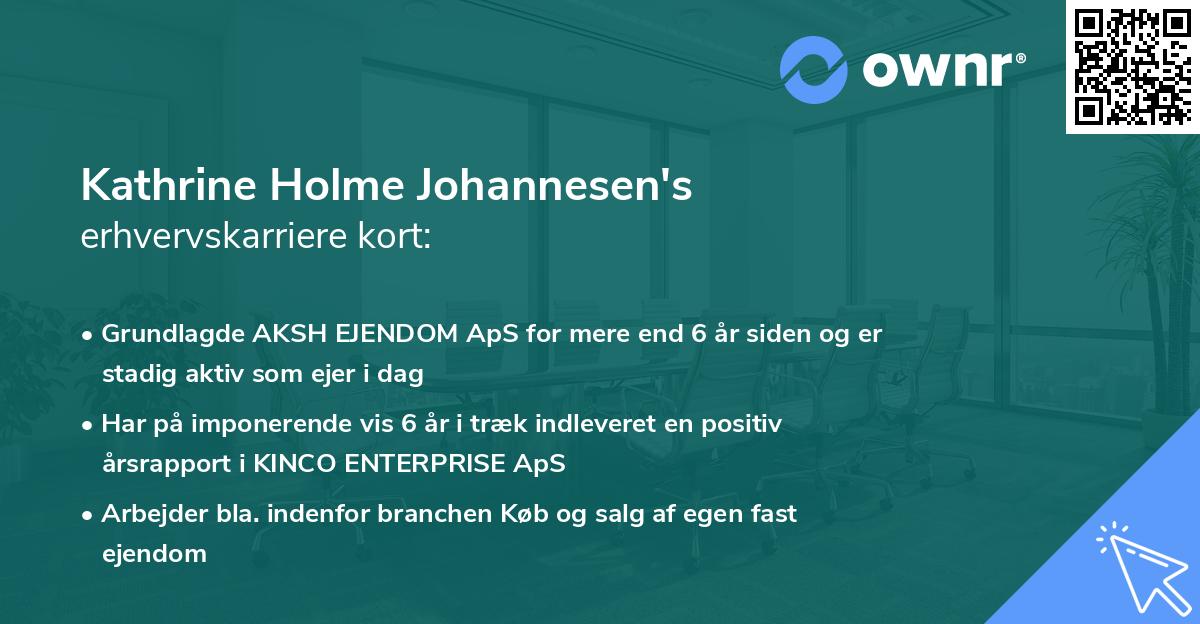 Kathrine Holme Johannesen's erhvervskarriere kort