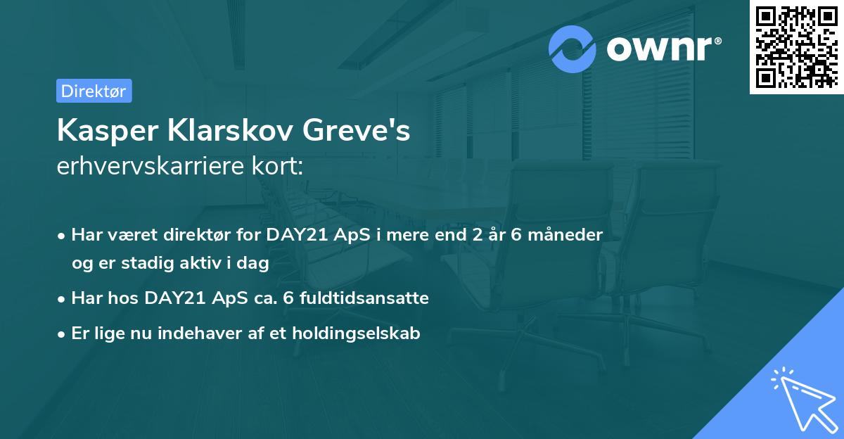 Kasper Klarskov Greve's erhvervskarriere kort