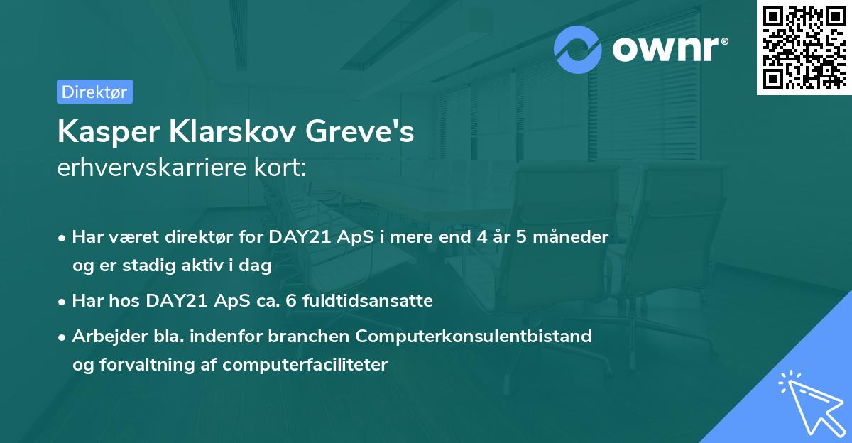 Kasper Klarskov Greve's erhvervskarriere kort