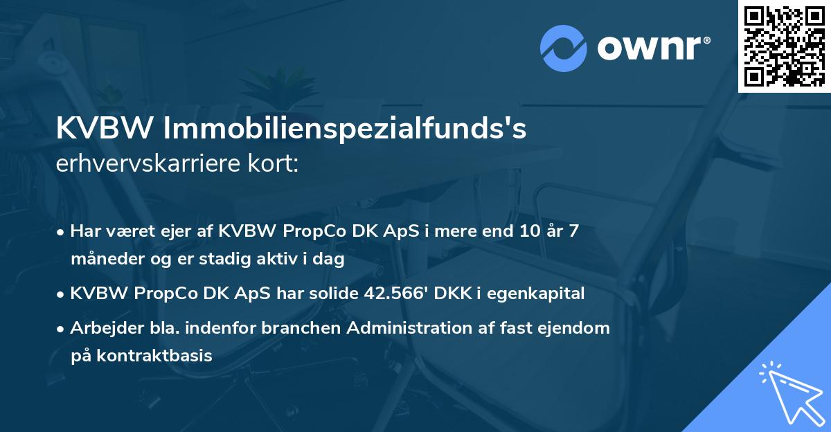 KVBW Immobilienspezialfunds's erhvervskarriere kort