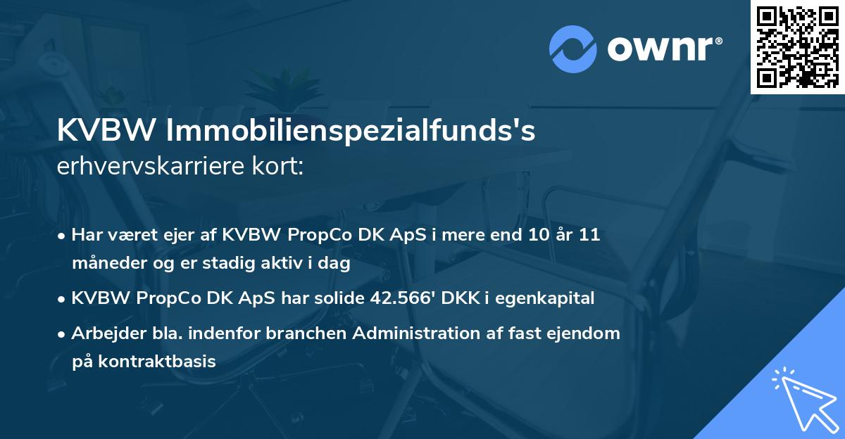 KVBW Immobilienspezialfunds's erhvervskarriere kort