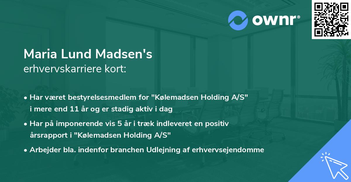 Maria Lund Madsen's erhvervskarriere kort