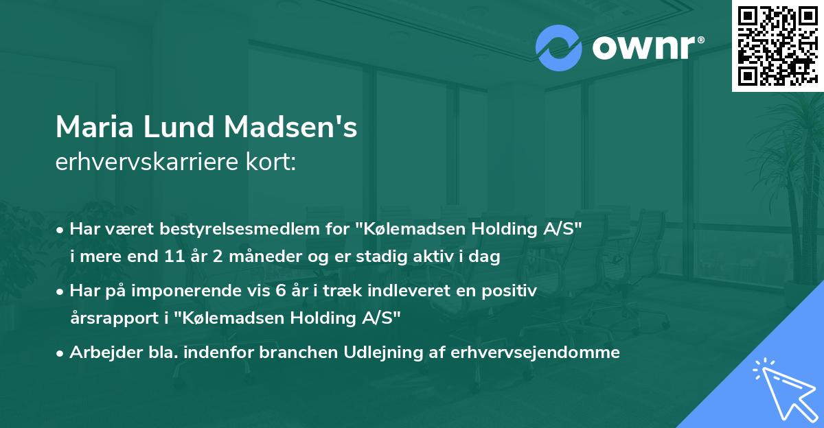 Maria Lund Madsen's erhvervskarriere kort