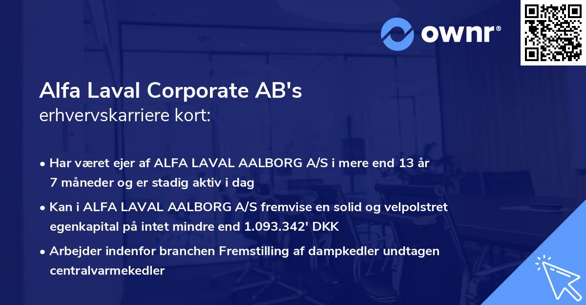 Alfa Laval Corporate AB's erhvervskarriere kort