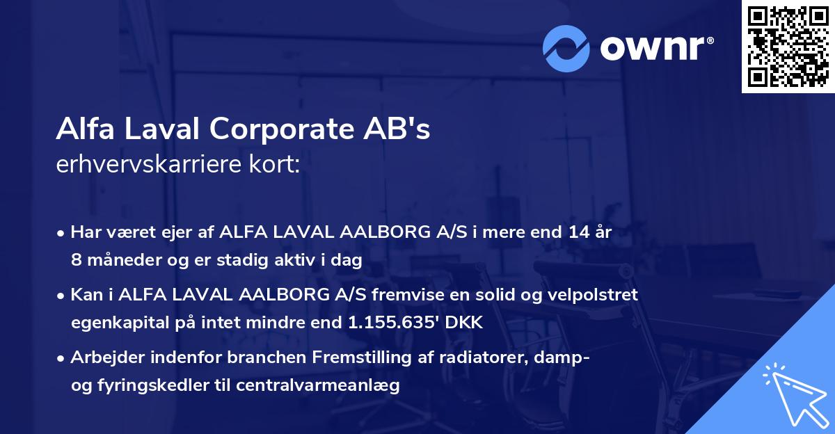 Alfa Laval Corporate AB's erhvervskarriere kort