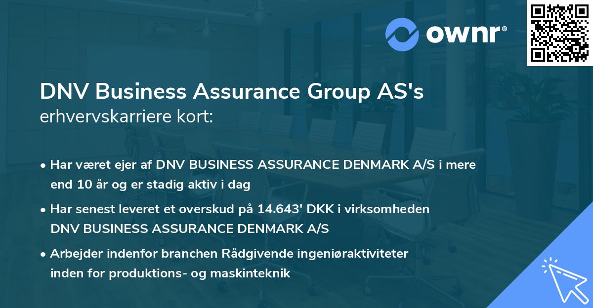 DNV Business Assurance Group AS's erhvervskarriere kort