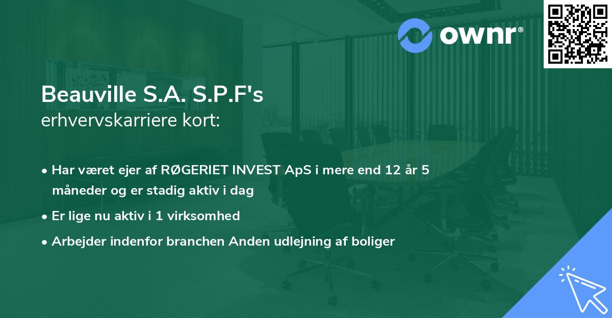 Beauville S.A. S.P.F's erhvervskarriere kort