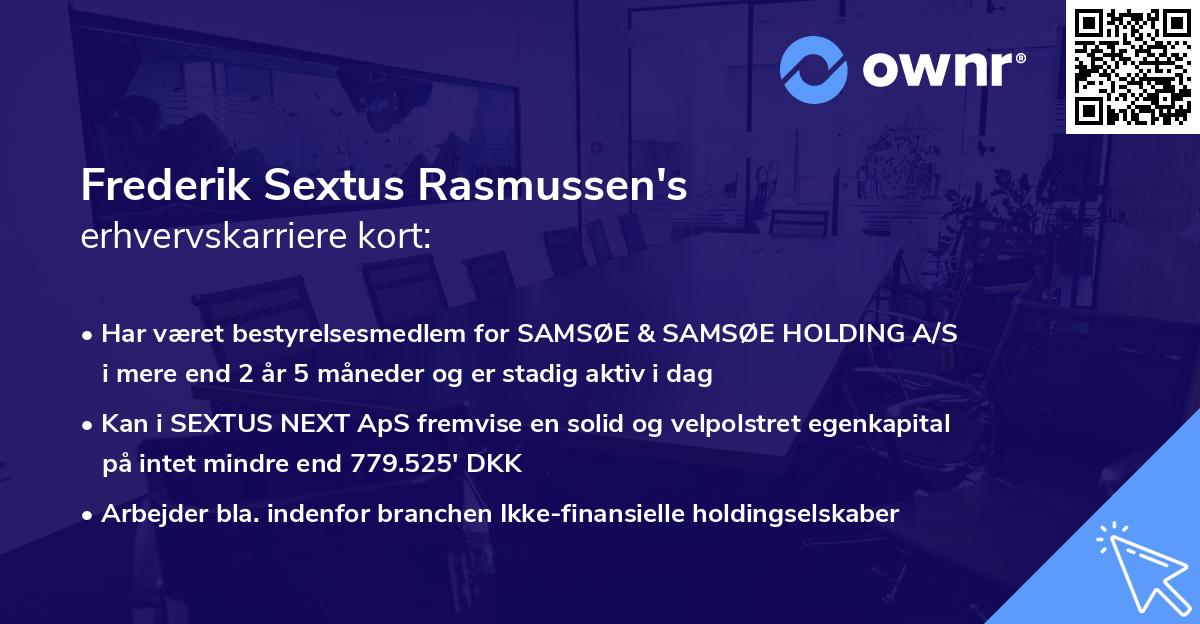 Frederik Sextus Rasmussen's erhvervskarriere kort