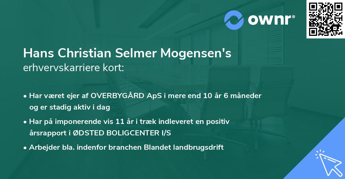 Hans Christian Selmer Mogensen's erhvervskarriere kort