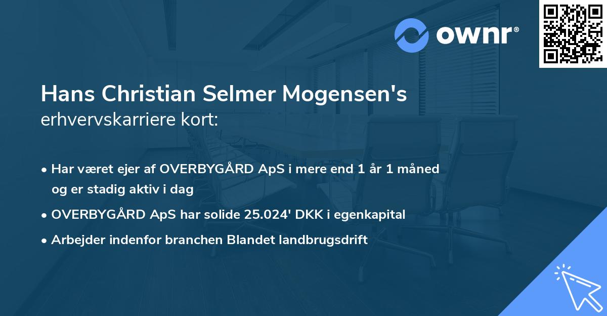 Hans Christian Selmer Mogensen's erhvervskarriere kort