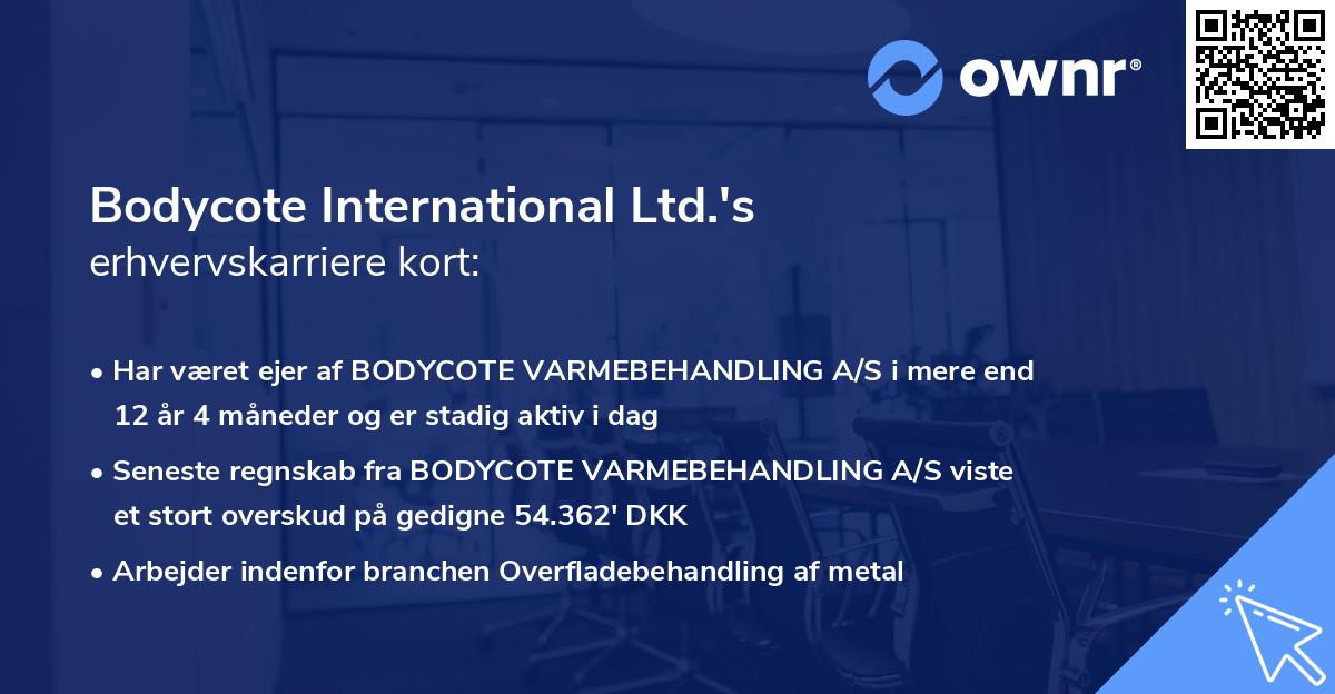 Bodycote International Ltd.'s erhvervskarriere kort