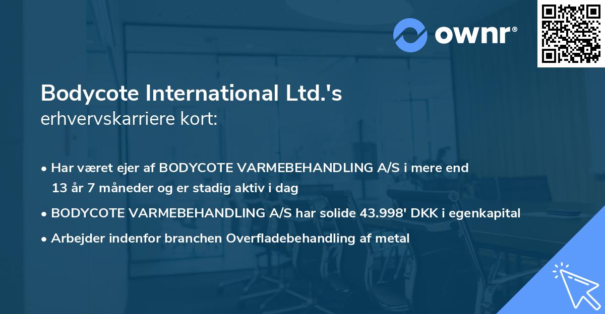 Bodycote International Ltd.'s erhvervskarriere kort
