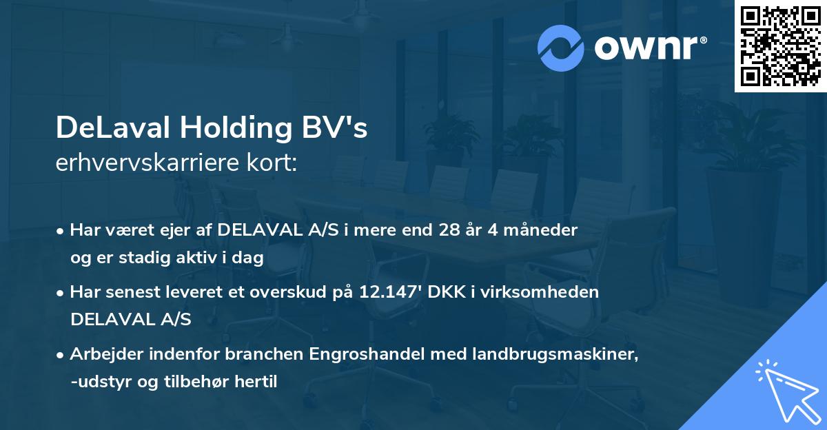 DeLaval Holding BV's erhvervskarriere kort