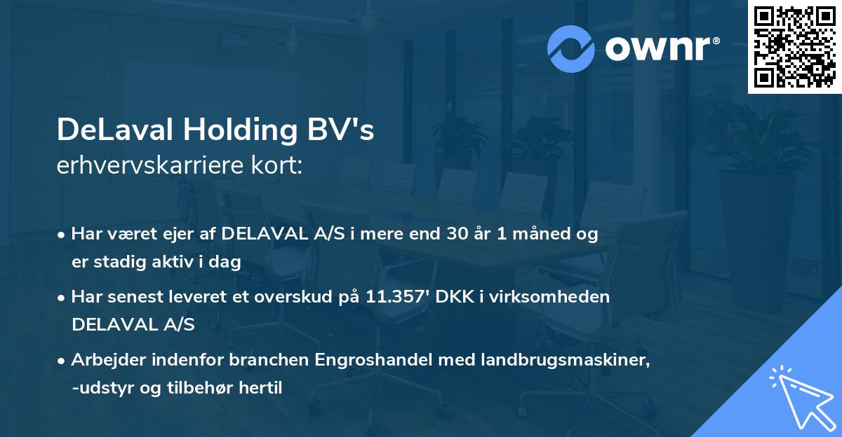 DeLaval Holding BV's erhvervskarriere kort
