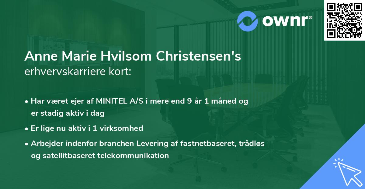 Anne Marie Hvilsom Christensen's erhvervskarriere kort