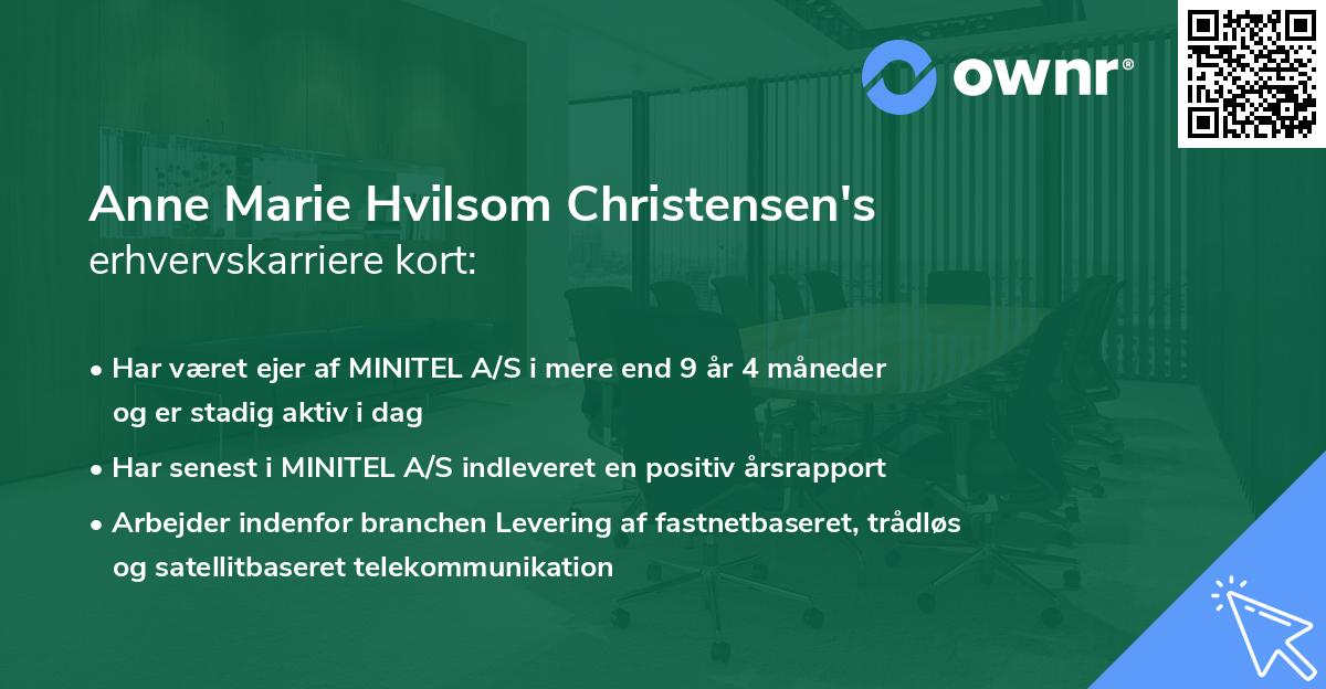 Anne Marie Hvilsom Christensen's erhvervskarriere kort