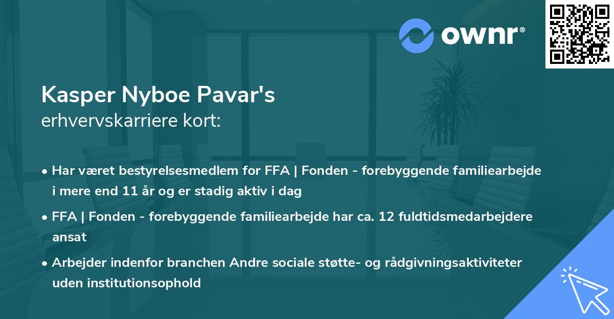 Kasper Nyboe Pavar's erhvervskarriere kort