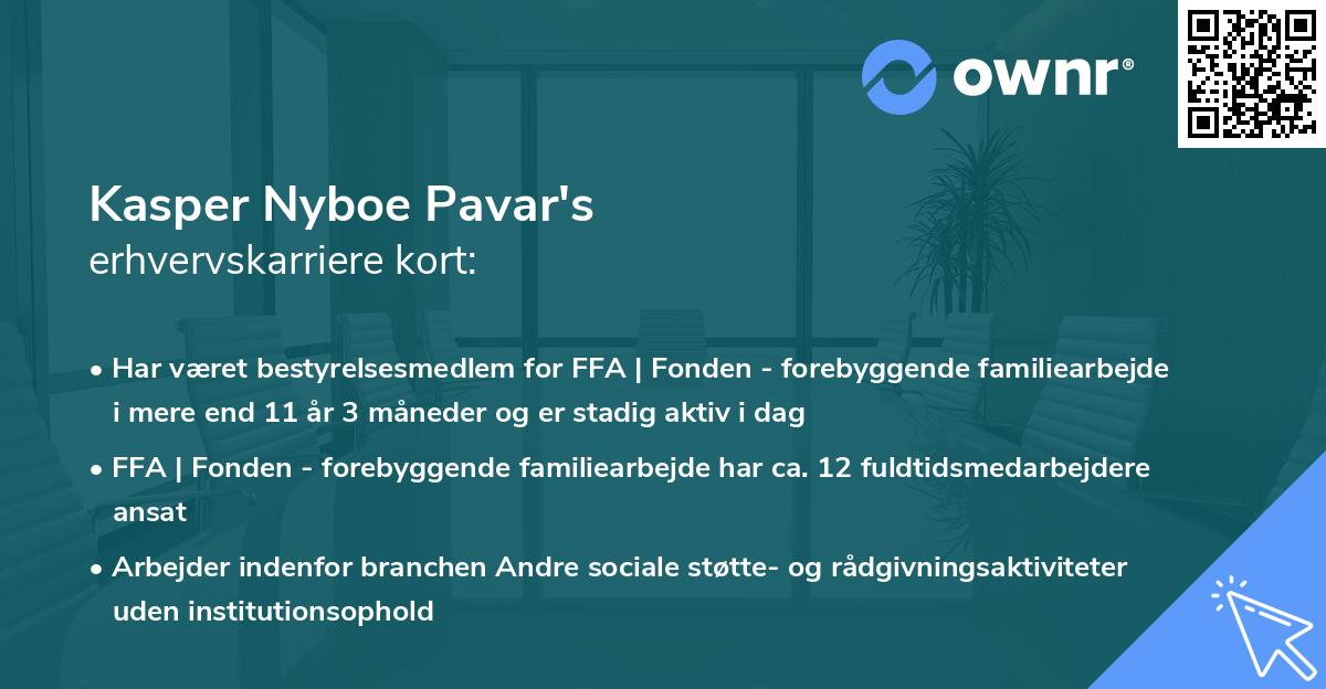 Kasper Nyboe Pavar's erhvervskarriere kort