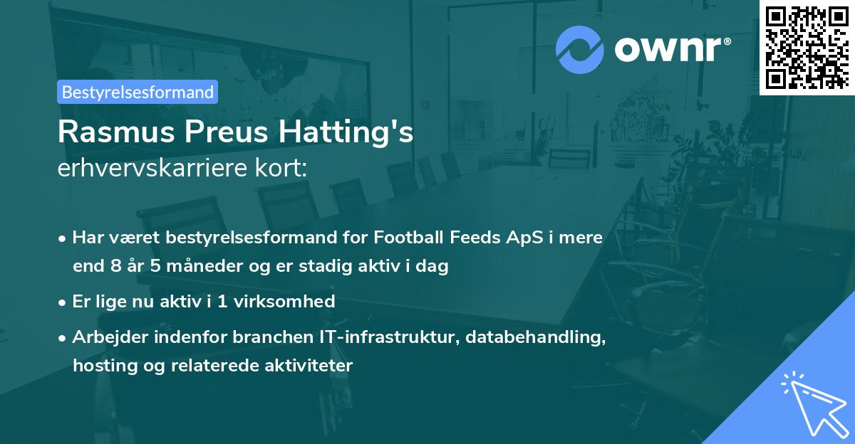 Rasmus Preus Hatting's erhvervskarriere kort