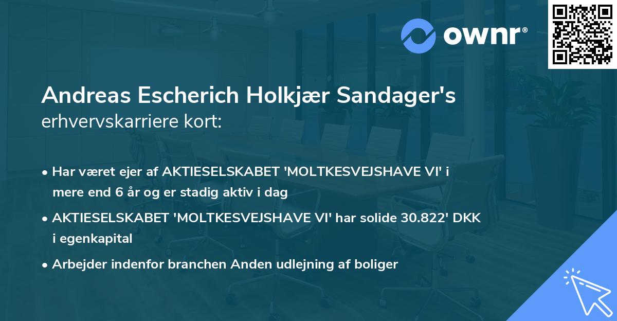 Andreas Escherich Holkjær Sandager's erhvervskarriere kort
