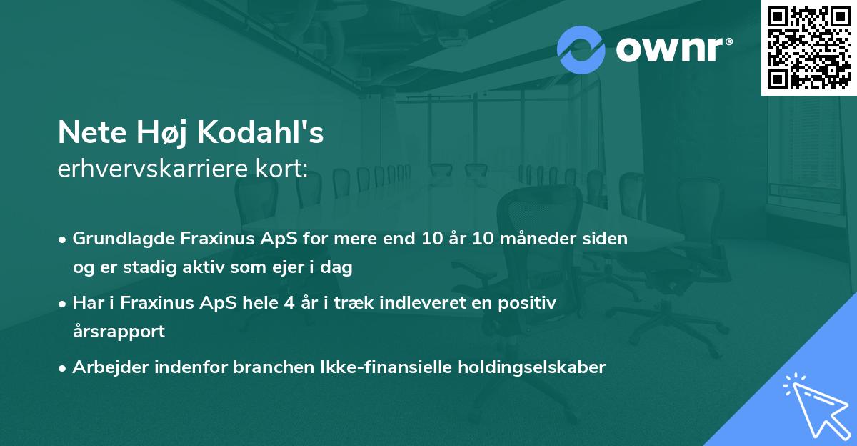 Nete Høj Kodahl's erhvervskarriere kort