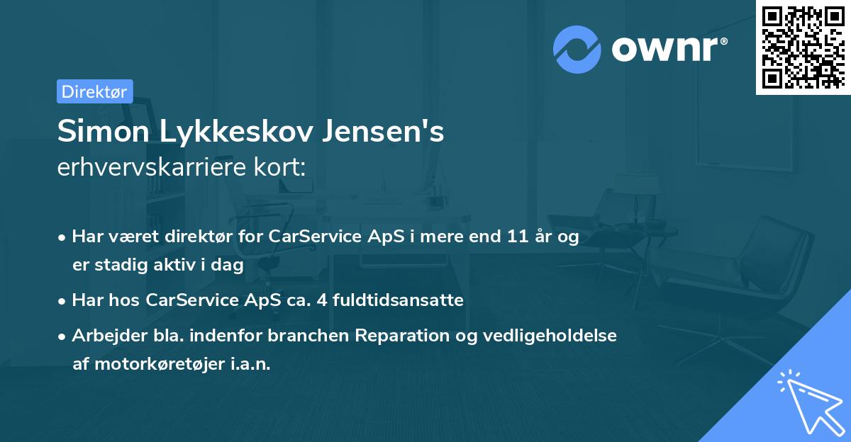 Simon Lykkeskov Jensen's erhvervskarriere kort