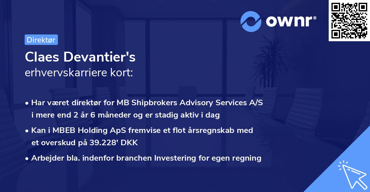Claes Devantier's erhvervskarriere kort