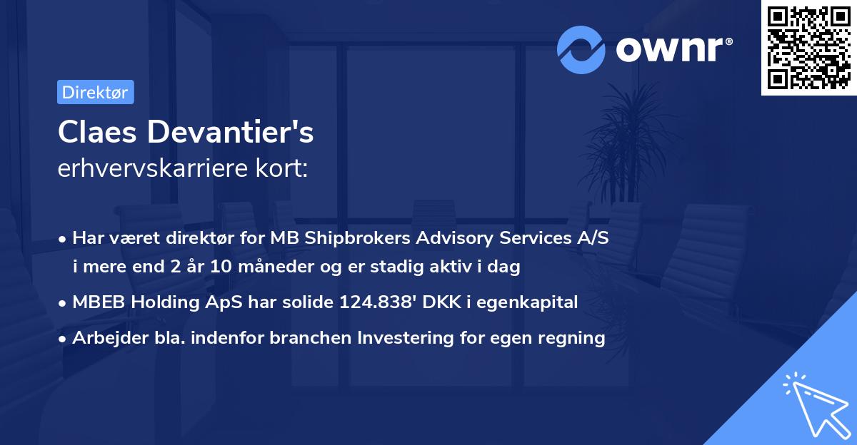 Claes Devantier's erhvervskarriere kort